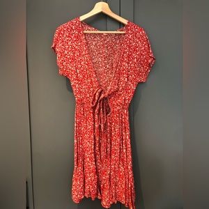 Red with White Flowers Summer Dress